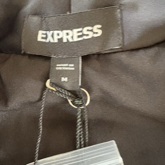 NWT Express Black Satin Tie Front Blazer Size Medium Holiday Dressy Classy - Picture 10 of 11